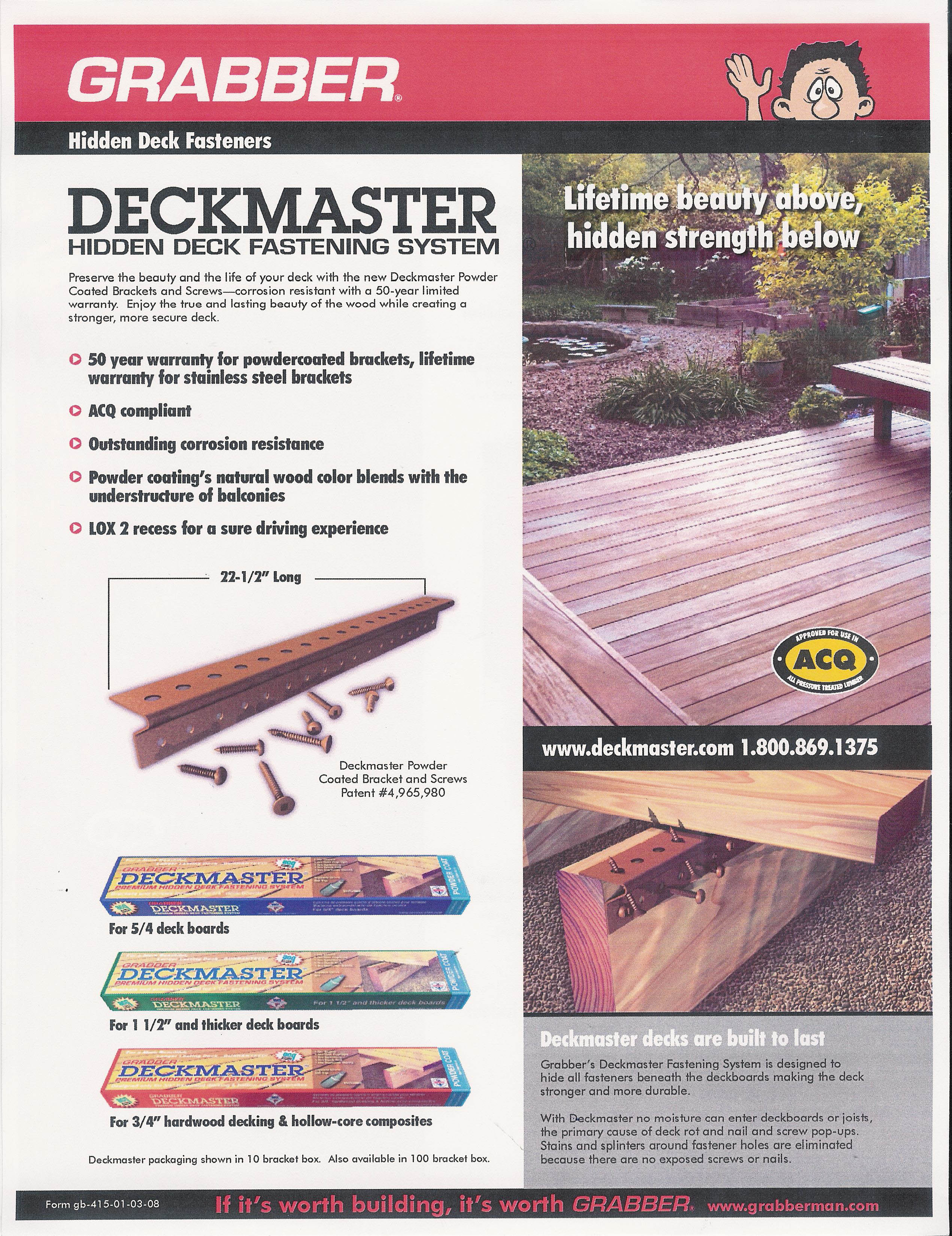 Grabber DMP100-10 Deckmaster Hidden Deck Bracket System BrN Powder Coat 8744640 